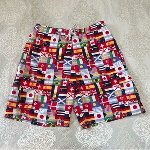 Daniel Cremieux International Flag Allover Print Swim Trunks Mens Size Large
